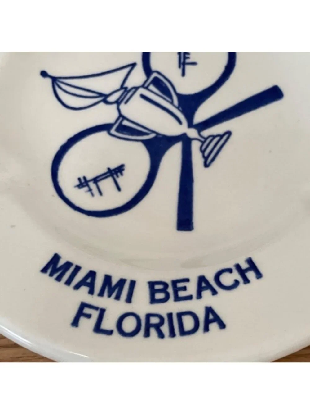 Vtg The Racquet Club Ceramic Ashtray Miami Beach Florida  Cap D Antibes France